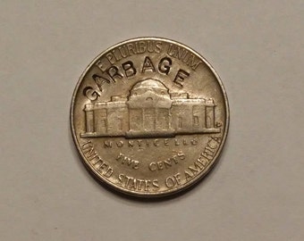 1954-D Jefferson Nickel Counterstamped Garbage