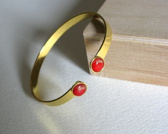 women Gold bracelet, gold bangle, red and gold