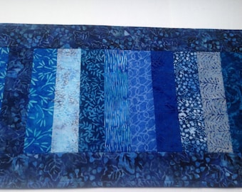 Blue batik table runner