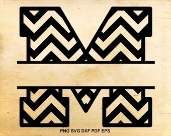 Chevron split monogram svg, Chevron font svg, Split letter, Chevron split font, Monogram alphabet, Files for Silhouette, Files for Cricut