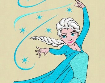 Elsa Frozen embroidery design 5x7 pes hus jef vip vp3 format