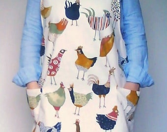 Birds Japanese Cross-back Cotton Apron, Baking and Cooking, Kitchen Apron Gift, Pinney