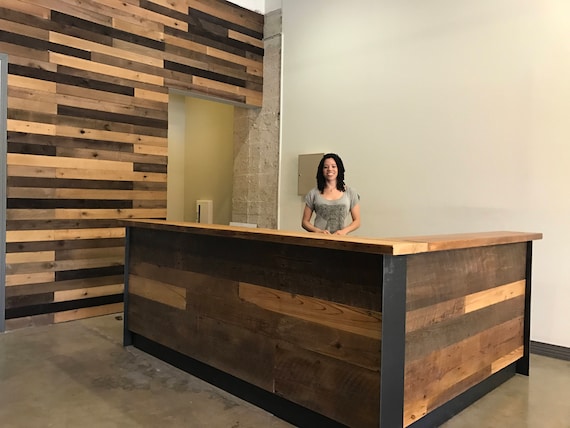 Reclaimed Wood & Steel Reception Desk