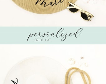 Just Married Hat - Honeymoon Gifts Sun Hat - Honeymoon Hat - Personalized Just Married Beach Hat - Bridal Shower Gift for Bride (EB3270P)