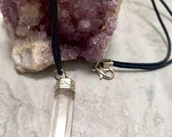 Silver capped Quartz crystal necklace