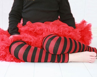 Red and Black Striped Girls Leg Warmers
