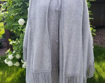 Lined, Front-Buttoned Alpaca Cape