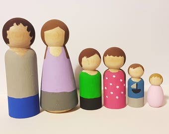Family - UNFINISHED Wooden Peg Dolls - DIY Kit