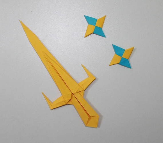 Ninja Sword & 2 Ninja Star Origami Sai and Shuriken