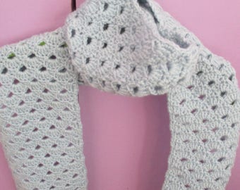 Lacy pale blue scarf - hand crochet