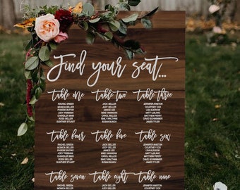 Wedding Seating Chart | Wedding | Wedding Seating Sign | Wedding Reception | Wedding Table Plan | Wedding Seating Plan | Printable | Wooden