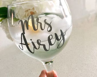 Personalised Gin Goblet, Named Gin Glass, Gin Lover, Bride Glass, Mum's Gin Glass, Mother's Day Gift, Personalised Glass, Bridesmaid Glass