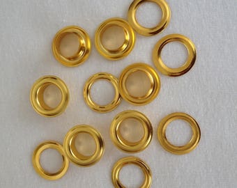 Golden set eyelet 5 pieces with washers diameter 12mm for bags curtains inside