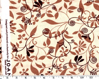 33 inches, Brown Vines and Leaves on Cream