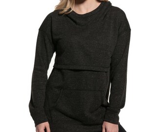 NURSING QUEEN Nursing Hoodie- Charcoal Gray, Breastfeeding Sweatshirt, Nursing Shirt