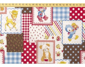 Retro Patchwork fabric by Kokka with deer and bears