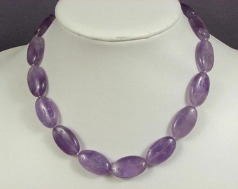 Necklace Amethyst 25mm Flat Ovals 925 NSAT4115
