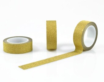 GOLD GLITTER TAPE - Bright Gold Glitter Washi Tape (5 Metre Roll)