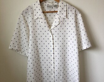 80's Vintage Blouse Polka Dots xl