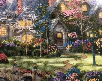 SUMMERSALE Thomas Kinkade, Painter of Light, Beyond Spring Gate, Designed for, Counted Cross Stitch, or Needlepoint, Candamar, Designs Chart