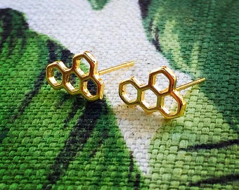 Honeycomb Earrings, Beekeeper, Honey Bee Jewelry, 18k gold Plated Earrings, boho Jewelry