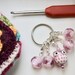 Pink crochet stitch markers, holders, keepers - pink ceramic owl, woodland - ready to ship