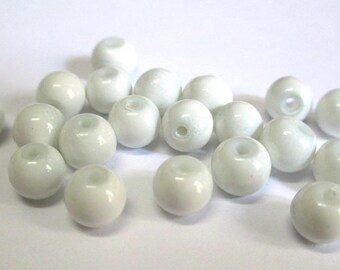 20 white 6mm (C-13) painted glass beads