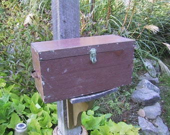 Vintage Wooden Toolbox with Removable Tray