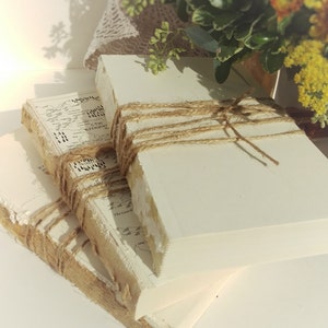 Set of 3 Unbound Old Books Wrapped in Twine, Farmhouse Decor, Urban texture, photo prop, boho decor, simple life, want-sabi