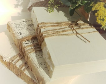 Set of 3 Unbound Old Books Wrapped in Twine, Farmhouse Decor, Urban texture, photo prop, boho decor, simple life, want-sabi