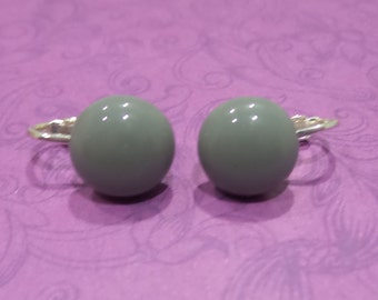 Gray Clip On Earrings, Grey Clip Earring, Non Pierced Earrings, Gray Fused Glass Jewelry - Never Dull -6