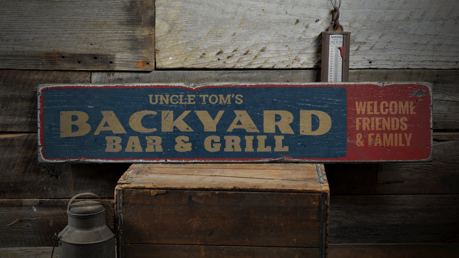 Backyard Bar Grill Wood Sign Custom Name Sign Welcome