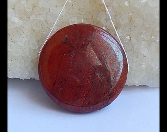 Red River Jasper Gemstone Round Pendant Bead,31x7mm,13.1g(s0901)