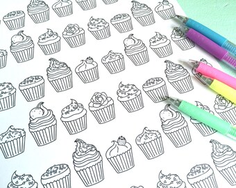 Cupcake coloring | Etsy