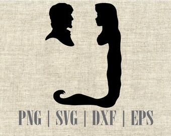Rapunzel and Flynn Rider Disney Silhouette SVG and DXF Cut File, Digital Clipart, Editable Vector
