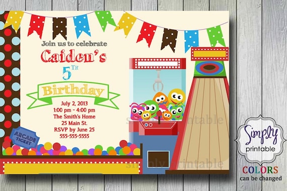 Arcade Birthday Party Invitations 6