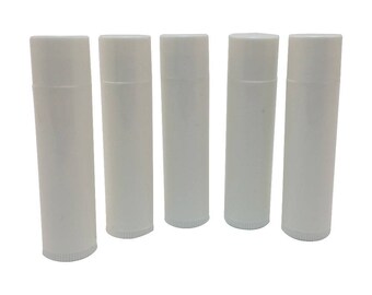 Set of 25 Empty Lip Balm Tubes Lip Balm Containers WHITE