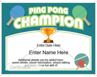 Pool Certificate Pool Champion Award pool award template