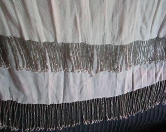 Vintage long cream-colored beaded scarf