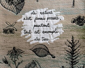 Nature Handwoven Wall Hanging #3 | Jacquard, wool, tapestry, doodle, quotation, French
