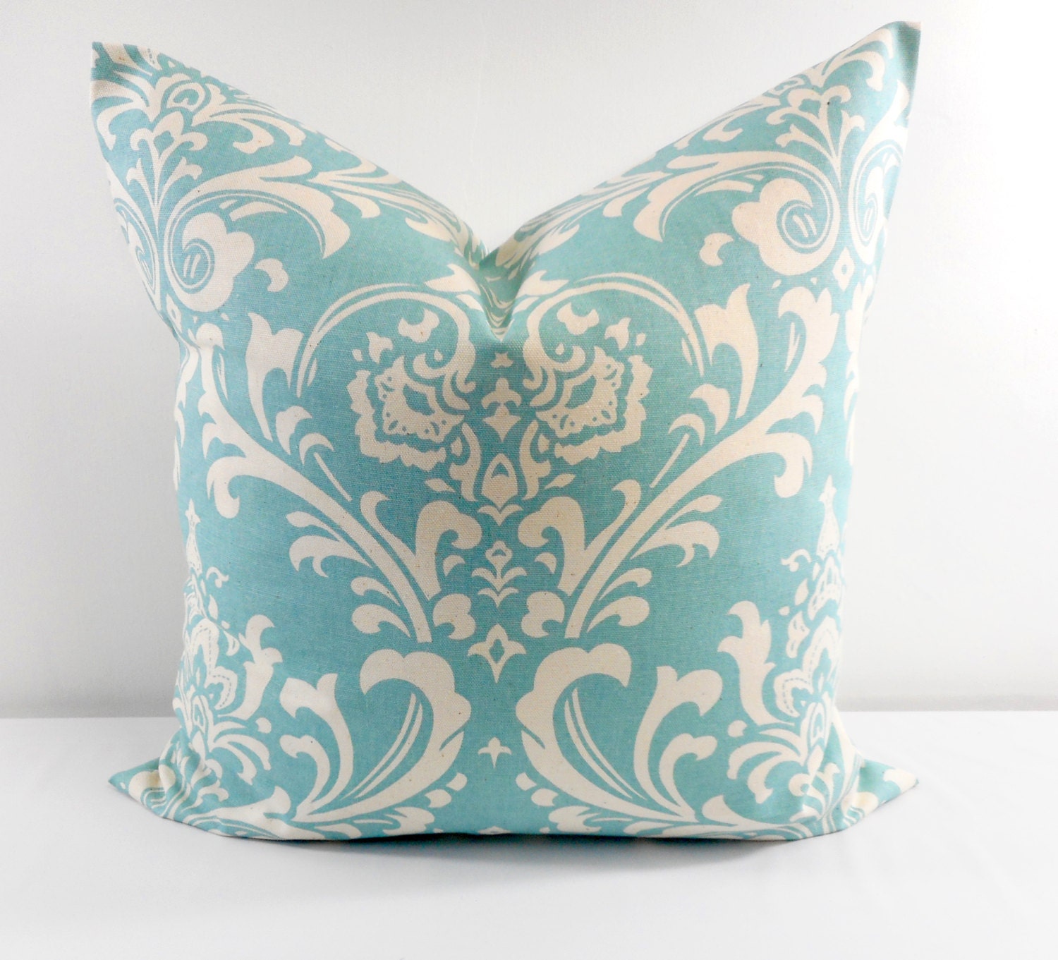 Village Blue Pillow Cover. Damask. Light blue damask. light