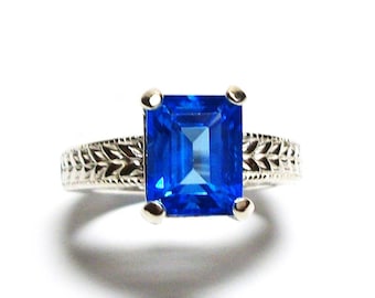 Neon blue topaz, birthstone ring, solitaire ring, electric blue, engagement ring, s 7 "Truly Bluely"