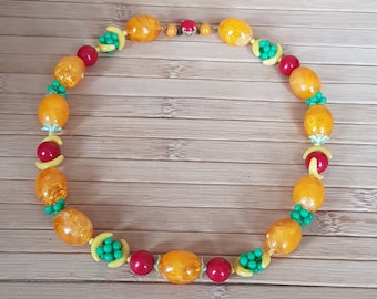 Fruit Salad Necklace, 1950s necklace, Lucite necklace, fruit necklace, Carmen Miranda, kitsch necklace, vintage necklace ,