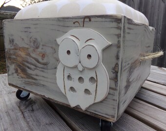 White Owl Ottoman/Toy Box/Seat