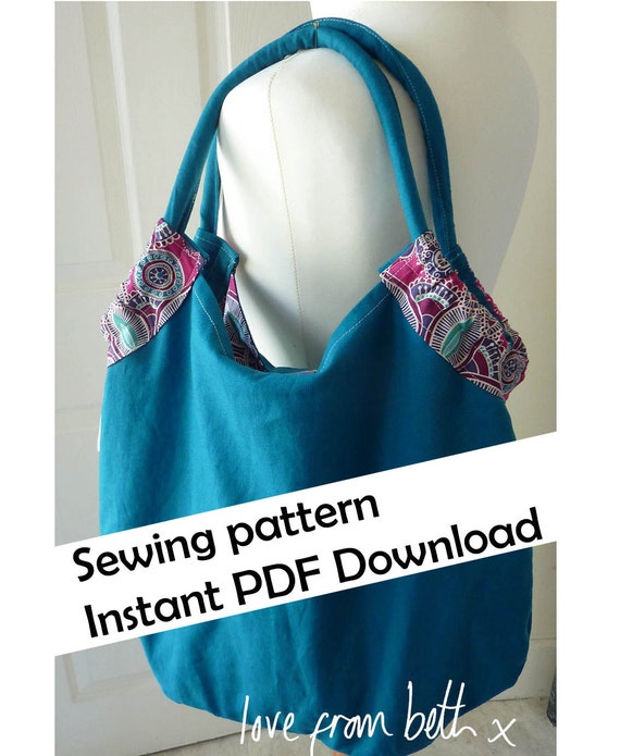 Reversible beach bag PDF sewing pattern