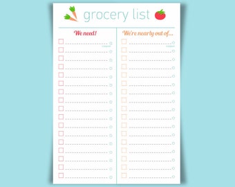 grocery list stationery