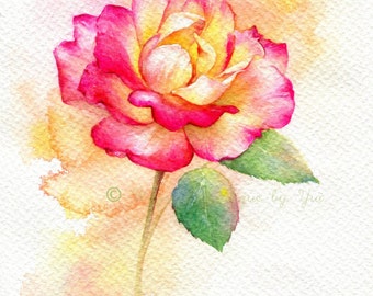 Rose - ORIGINAL watercolor painting 7.5x11 inches