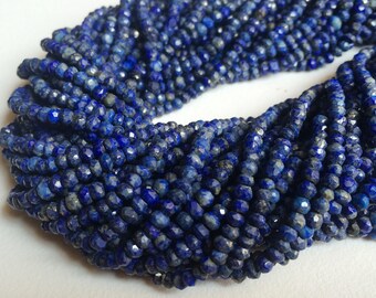 Lapis Lazuli, High Quality AAA Lapis Lazuli, Lapis Faceted Rondelle Beads, Blue Lapis Lazuli Necklace 3.5 -3mm, 13 Inch Strand, Wholesale
