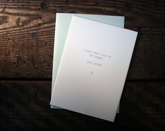 Letterpress Printed "Happy & Naked" Card - single