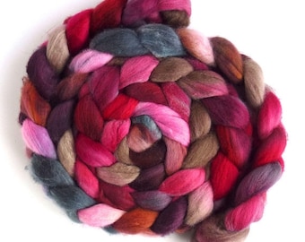 Cool Fire, Organic Polwarth Roving - Hand Painted Spinning Fiber